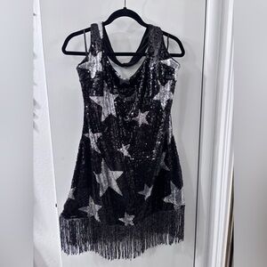 Edgy Halter Starry Sequin Mini Dress
